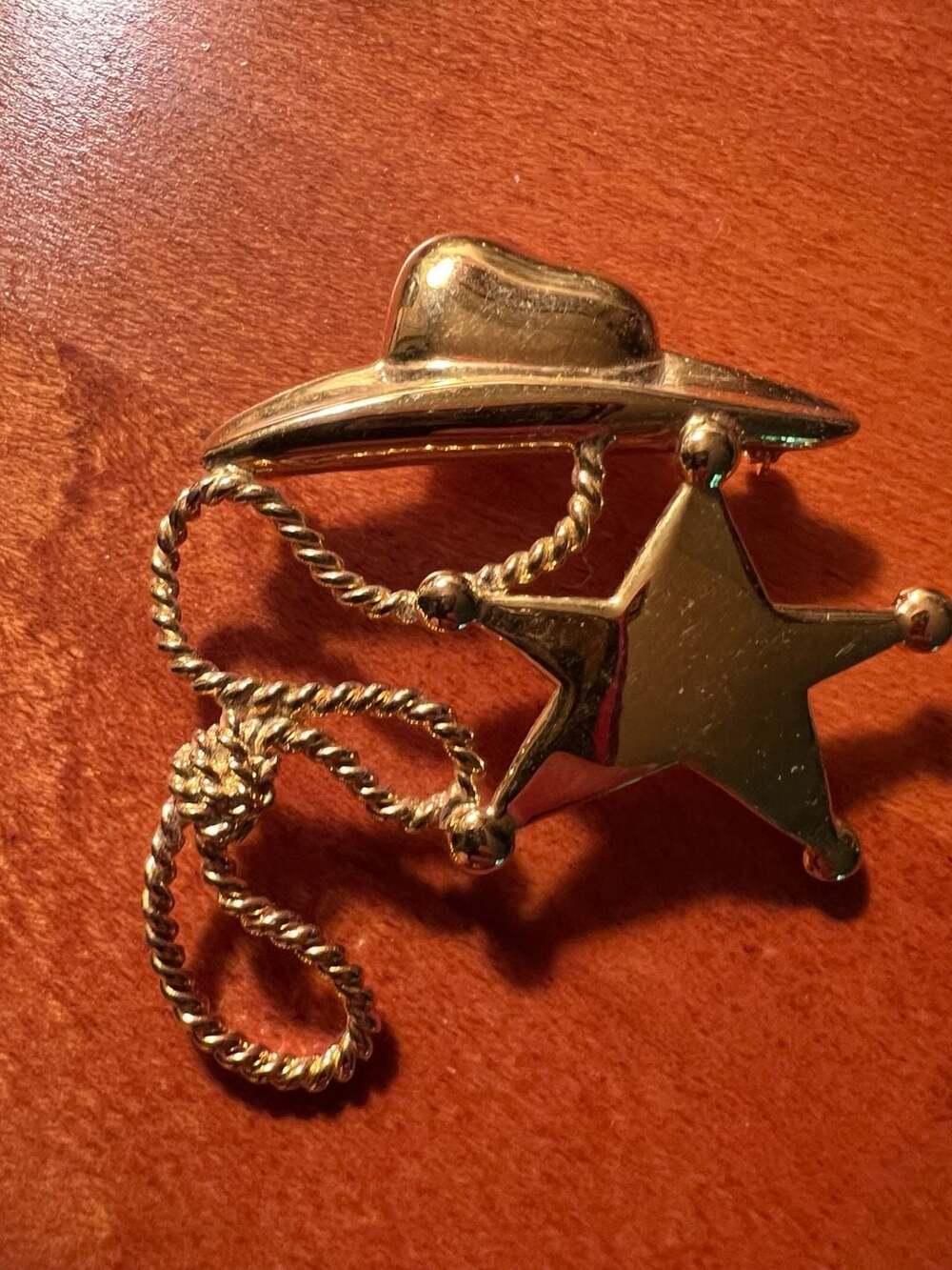 Premiere Designs Cowboy Hat and Sheriff Star Gold-Tone Brooch